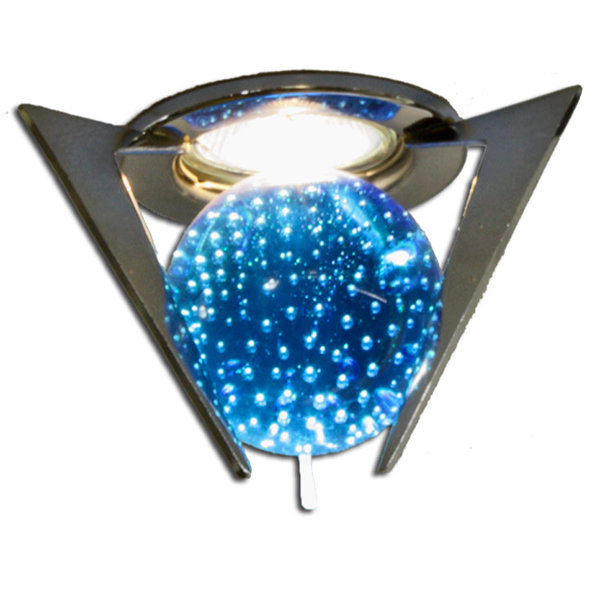 Bürolampe Triztan BL, EINBAU-Downlight Triztan, 12V/max. 35W, GU5,3/GX5,3, Chrome, Glaskugel BLAU